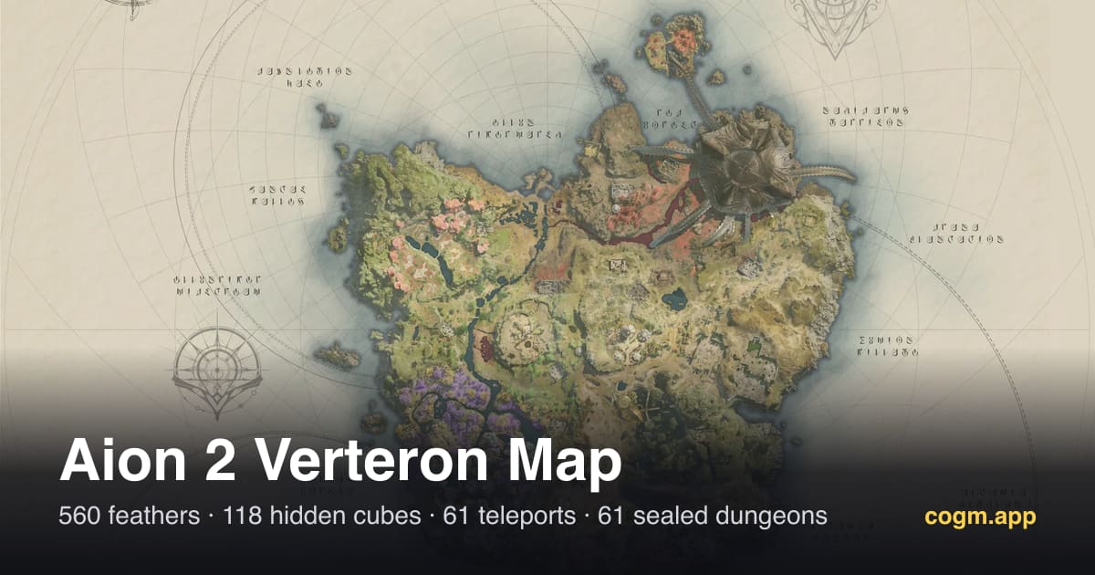 Aion 2 Interactive Map: Feathers, Hidden Cubes, Kisks | CoGM
